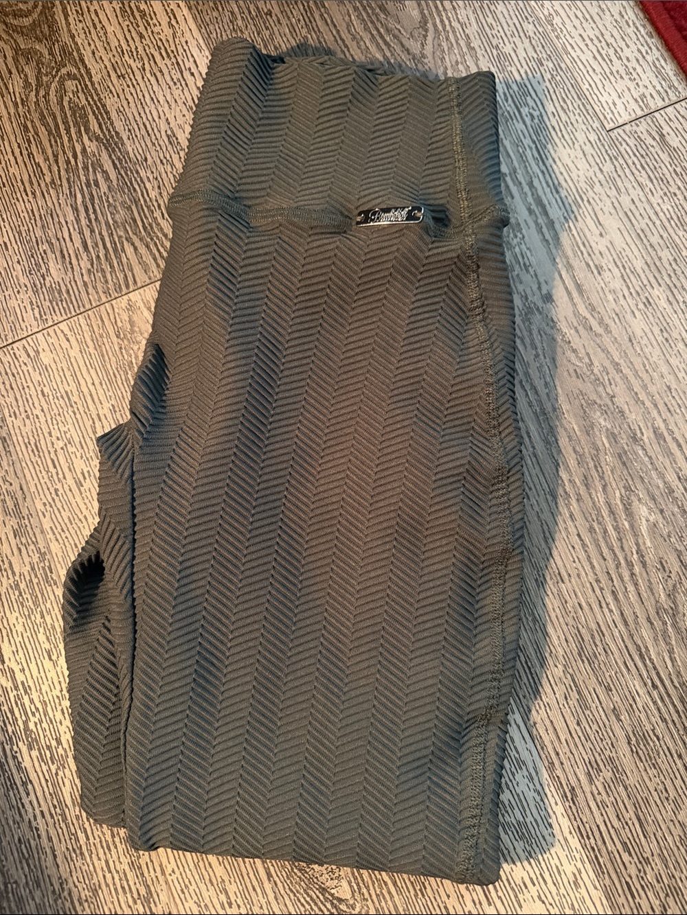 Bombshell sportswear ribbed Chevron Olive Green Textured Leggings